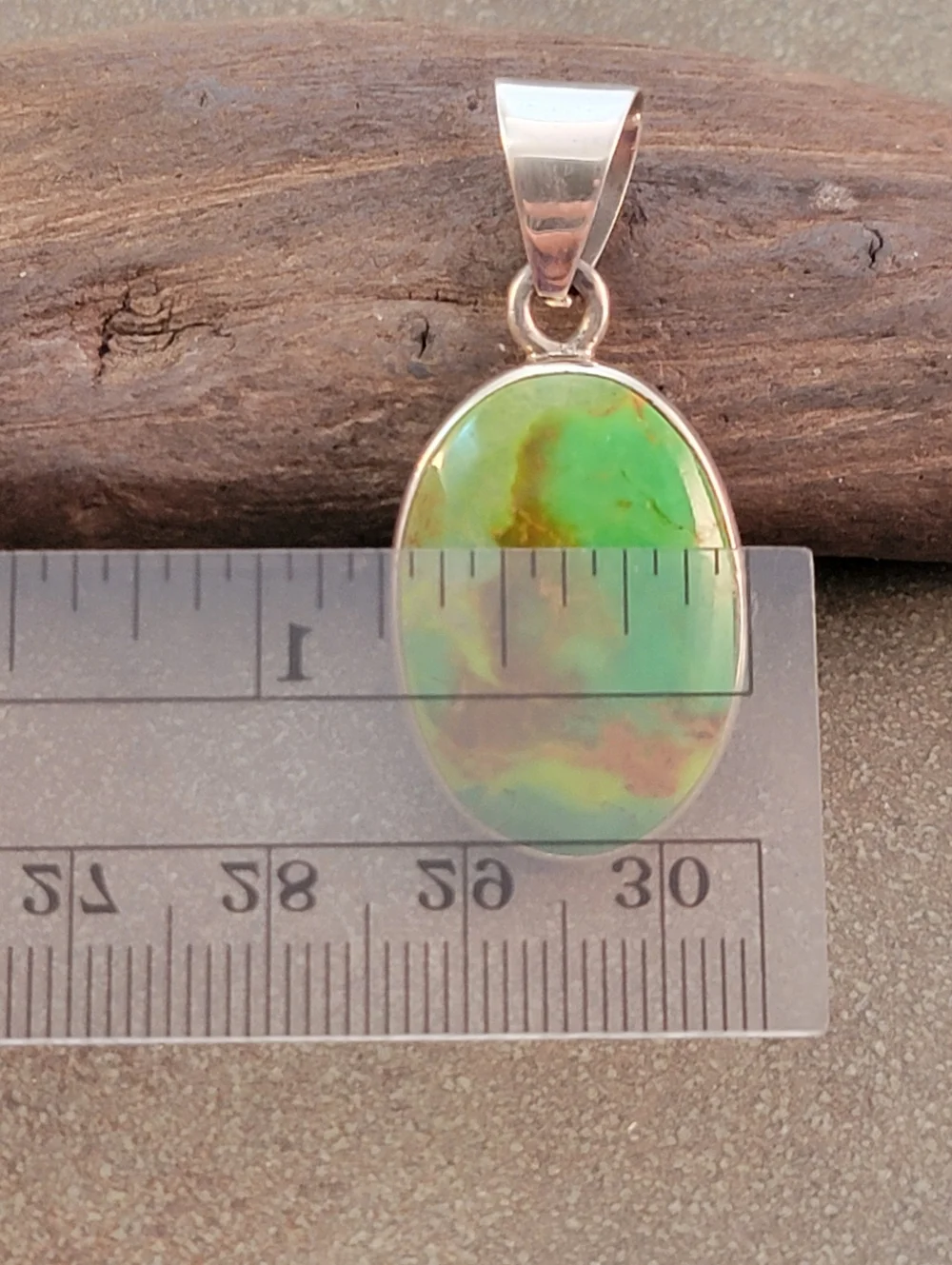 Oval Sterling Royston Green Turquoise Brown Matrix Pendant